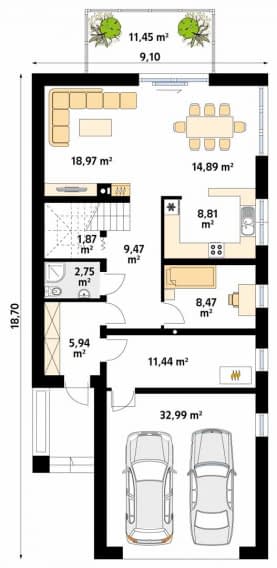 Rzut projektu Amarylis 8 (CE) - parter