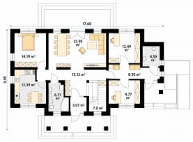 Rzut projektu Łubin (CE) - parter