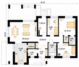Rzut projektu Malmo 3 (KO) - parter