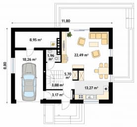 Rzut projektu Anka 2 (CE) - parter