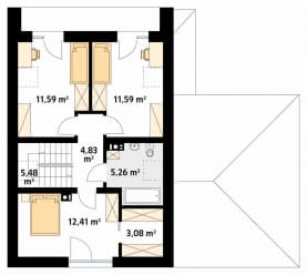 Rzut projektu Malutki 4 (CE) - poddasze