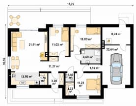 Rzut projektu Aurelia (CE) - parter