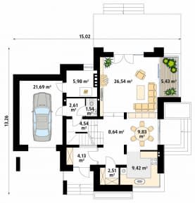 Rzut projektu Jaspis (CE) - parter