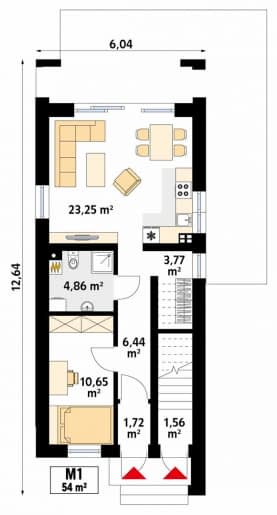 Rzut projektu Dracena W (KO) - parter