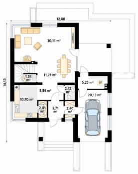 Rzut projektu Antara (CE) - parter