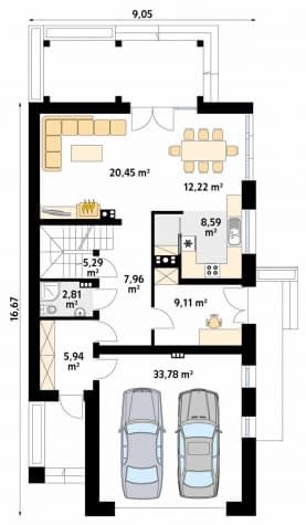 Rzut projektu Amarylis 3 (CE) - parter