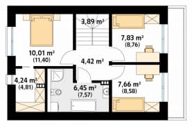 Rzut projektu Kruszyna 3 (KO) - poddasze