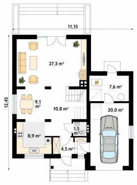 Rzut projektu Piryt 3 (CE) - parter