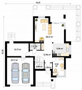 Rzut projektu Cyprys 8 (KO) - parter