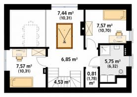 Rzut projektu Aksamitka 2 (KO) - poddasze
