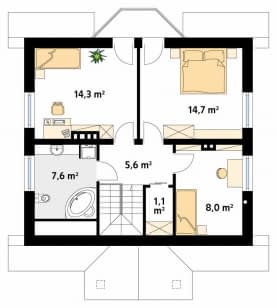 Rzut projektu Pliszka 2 (CE) - poddasze