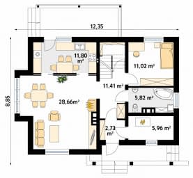 Rzut projektu Aloes (CE) - parter