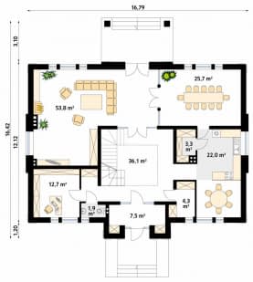 Rzut projektu Amadeusz (CE) - parter
