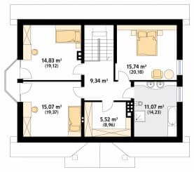 Rzut projektu Goździk 2 (CE) - poddasze