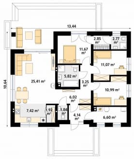 Rzut projektu Aruba (KO) - parter