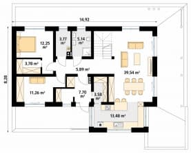 Rzut projektu Weranda 7 (CE) - parter