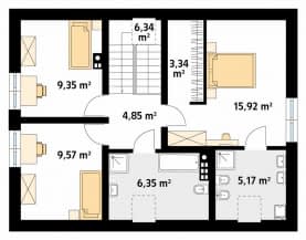 Rzut projektu Mirabelka (KO) - poddasze