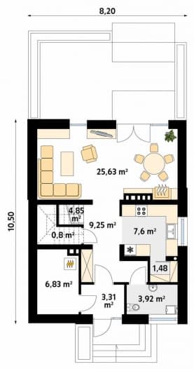 Rzut projektu Lilia (CE) - parter