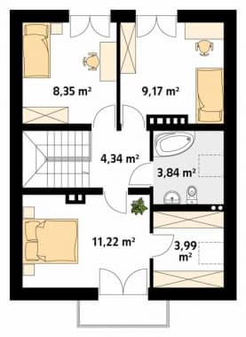 Rzut projektu Lilia (CE) - poddasze