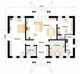 Rzut projektu Tercja 6 (CE) - parter