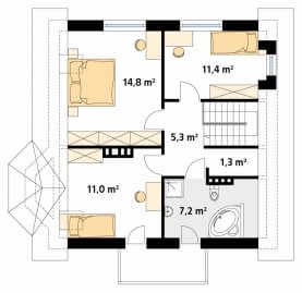 Rzut projektu Berberys (CE) - poddasze
