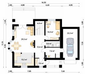 Rzut projektu Caro (CE) - parter