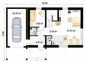 Rzut projektu Zeo (KO) - parter