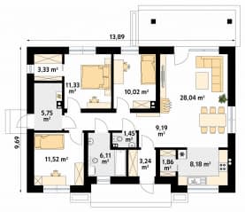 Rzut projektu Awokado 2 (CE) - parter