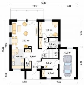 Rzut projektu Orion (CE) - parter