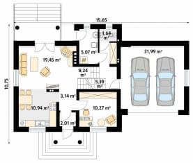 Rzut projektu Pik 2 (CE) - parter