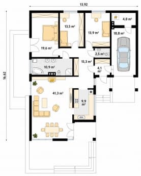 Rzut projektu Neptun 5 dr-T (DR-T) - parter