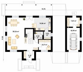 Rzut projektu Poziomkowy 2 (CE) - parter