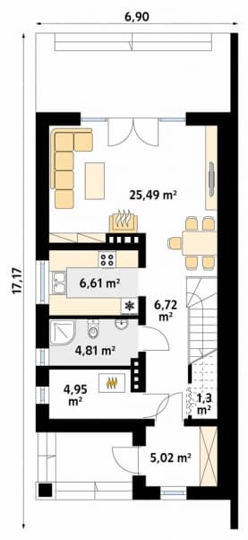 Rzut projektu Koliber 4 (CE) - parter