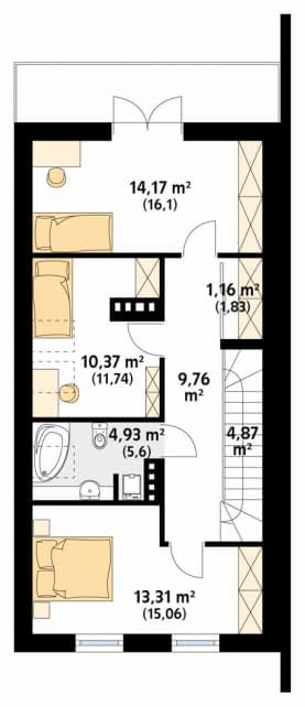 Rzut projektu Koliber 4 (CE) - poddasze