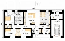 Rzut projektu Jemioła 2 (CE) - parter