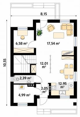 Rzut projektu Oliwka 2 (CE) - parter