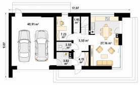 Rzut projektu Malutki 12 (KO) - parter