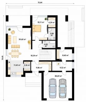 Rzut projektu Asteria (KO) - parter