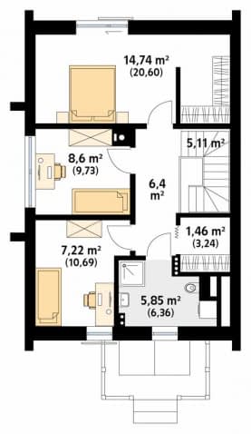Rzut projektu Aksamitka 3 (KO) - poddasze