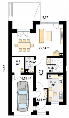 Rzut projektu Dąb W (CE) - parter