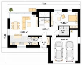 Rzut projektu Duo (PH) - parter