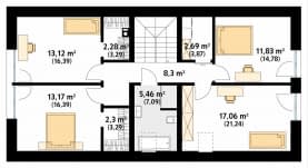 Rzut projektu Duo (PH) - poddasze