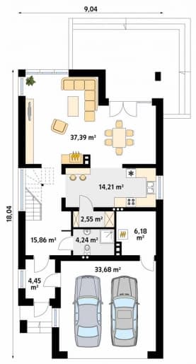 Rzut projektu Jodła 2 (KO) - parter