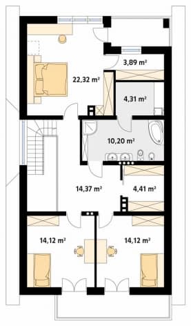 Rzut projektu Jodła 2 (KO) - poddasze
