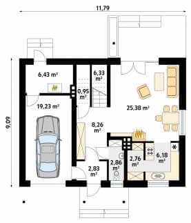 Rzut projektu Balbinka 2 (KO) - parter