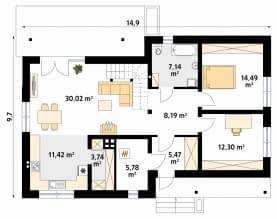 Rzut projektu Mak 4 (KO) - parter
