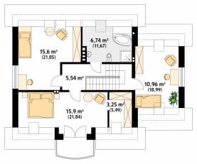Rzut projektu Pik (CE) - poddasze