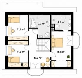 Rzut projektu Chaber 3 (CE) - poddasze