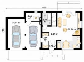 Rzut projektu Bielik 2 (CE) - parter