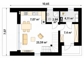 Rzut projektu Porfir (CE) - parter